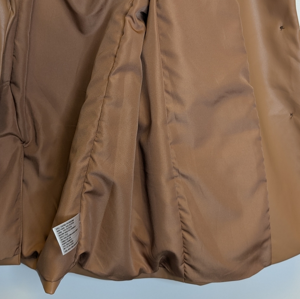 A New Day Women's Faux Leather Relaxed Fit Blazer Camel - Picture 12 of 14